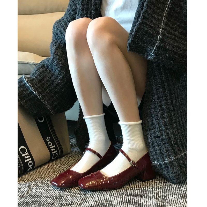 Light Luxury Daughter Style Temperament Thick Heel Single Shoes Summer Skirt Height Increase Thin Thick Heel Mary Jane Shoes