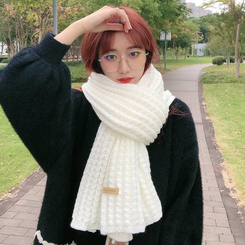 Ins Harajuku Coarse Wool Knitted Scarf Women's Winter Korean Version Versatile Thickened Warm Scarf Student Solid Color Tide