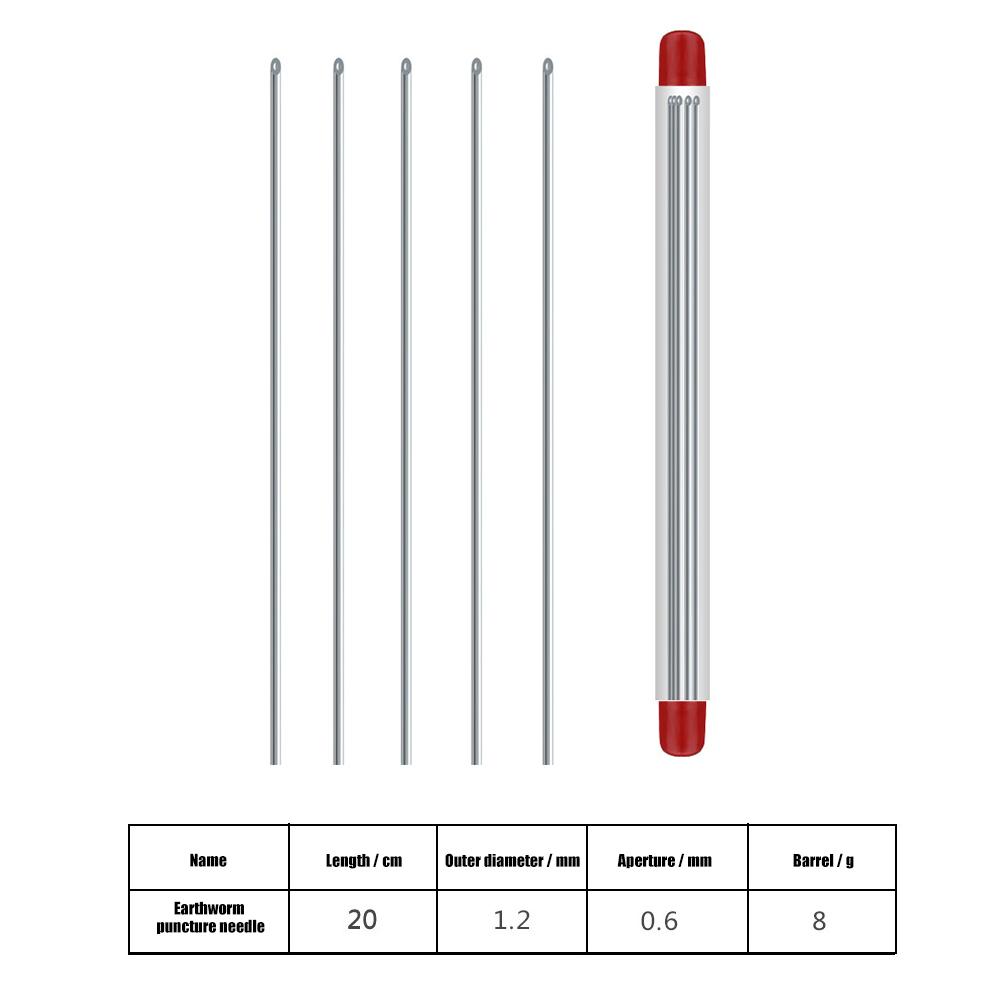 5-20Pcs Earthworm Hooking Needle Stainless Steel Hollow Gas Needle Driller Fishing Tools Quick Earthworm Hooking Needle