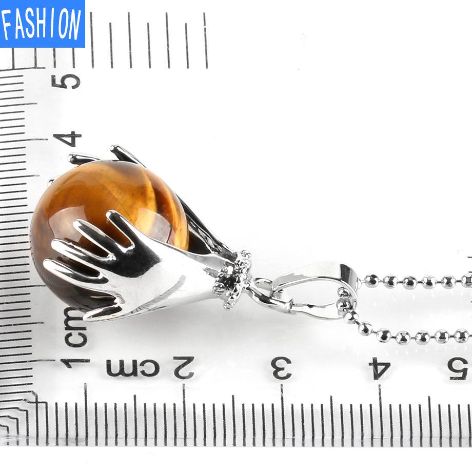 Palm Natural Stone Beads Crystal Pendant Necklace