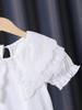 High-End Girls' Lace Collar White Summer Top - Thin Style, Short Sleeve