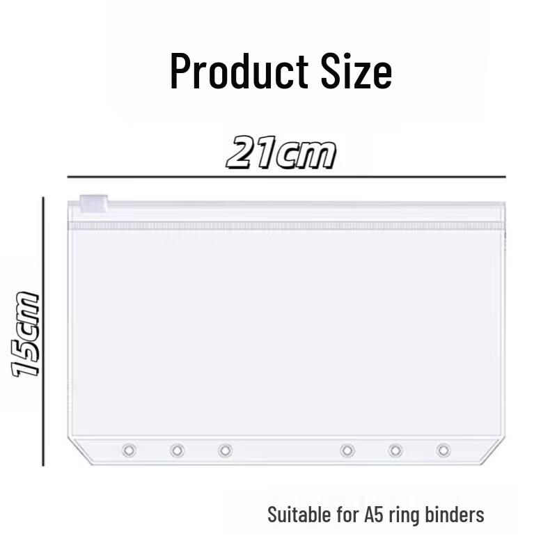 PVC Zipper Storage Bag: A4/A5/B5 Receipt Holder & A6 Planner with 6-Hole Loose-Leaf Feature