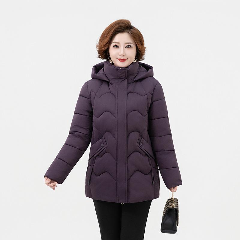 Mom Winter Cotton-padded Clothes Medium and Long New Middle-aged and Elderly Women's Clothing Slim-fitting Cotton-padded Clothes Jacket Fashio