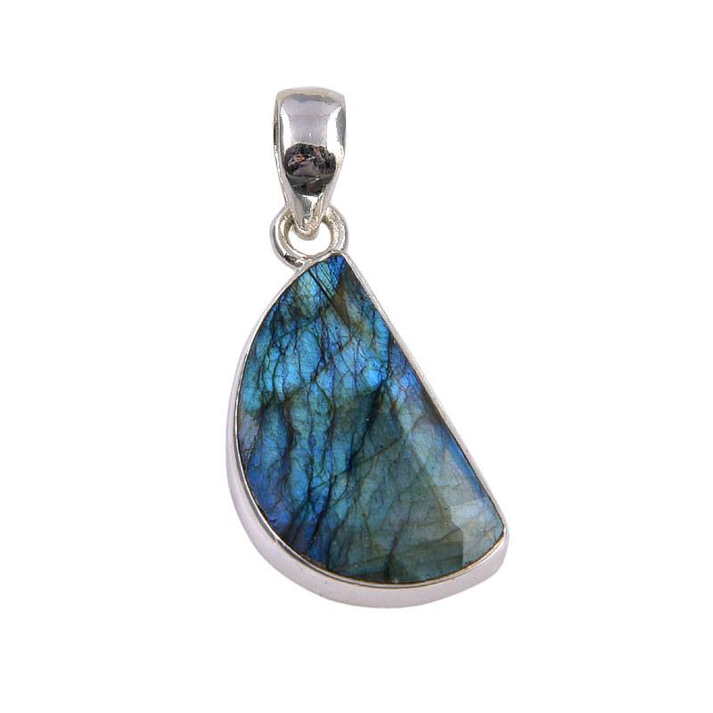 Natural Labradorite Gemstone 925 Solid Sterling Silver Gift Pendant 1.25" E8o63