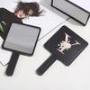 1pc Square Handheld Women Travel Makeup Mirror Chic Handle Dual-Use Desktop Personalized Gift Initial Name 26 Letters Pattern