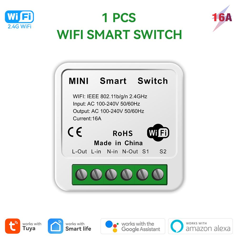 Tuya WiFi ZigBee Мини Умный Выключатель Света 16A Двухсторонний Дистанционное Управление Автоматический Выключатель Tuya Умный Дом Работает с Alexa Alice Google