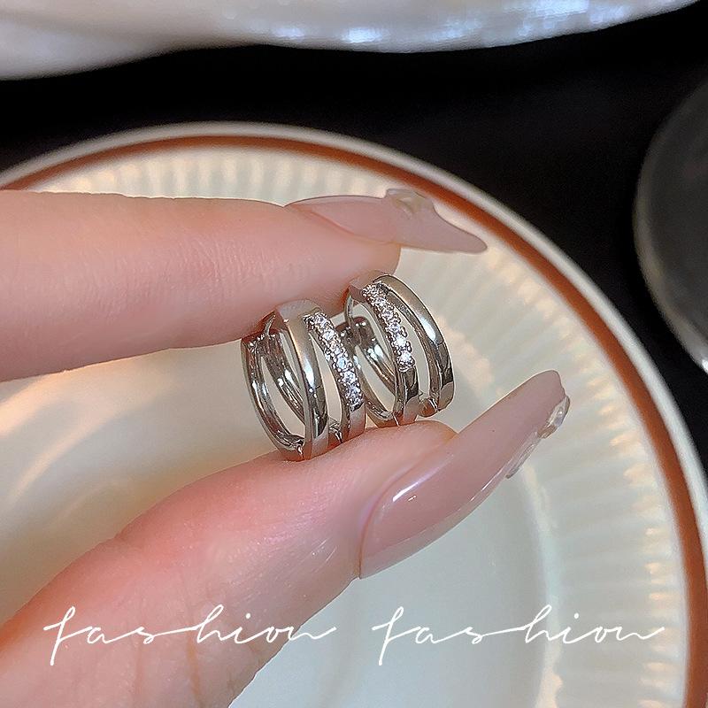 S925 Silver Needle Ear Hole Earrings Earrings Explosive Unique Temperament Micro-inlaid Earrings Earrings Ear Buckles