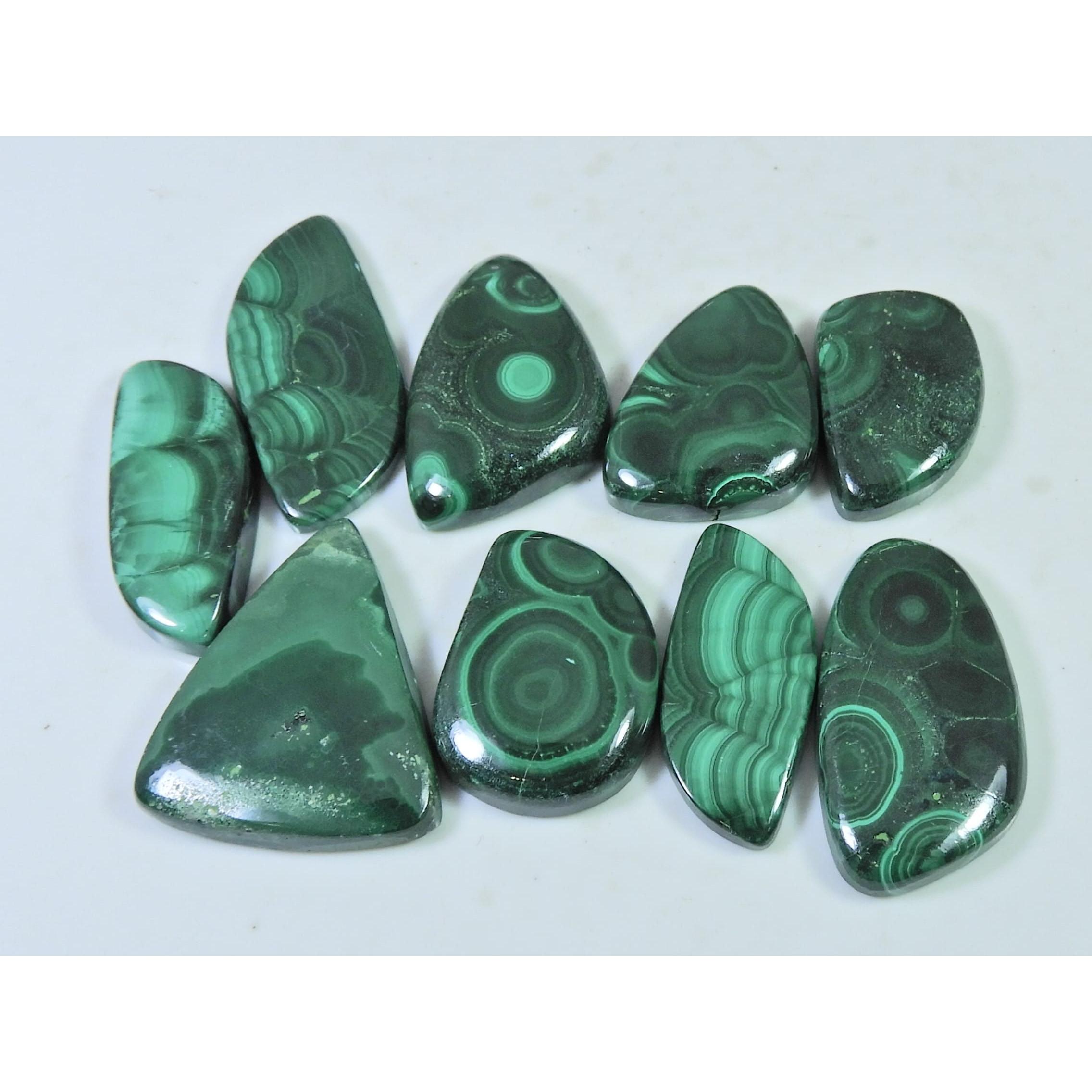 

09 шт. Натуральный зеленый малахит, фантазийный кабошон, свободный драгоценный камень 275 карат. Лот C-471