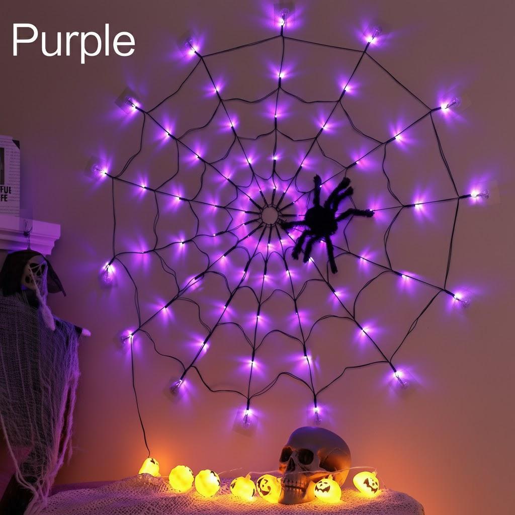 Festive Spider Web LED Decorative Lights Enchanting Ambience Perfect for Parties Holiday Lighting