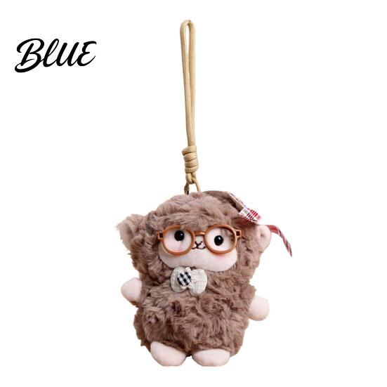 Cute Hanging Decoration Plush Sheep Doll Pendant for Bags And Keys Soft Curly Stuffed Animal Keychain Sweet Style Key Accessory with Bow Glasses