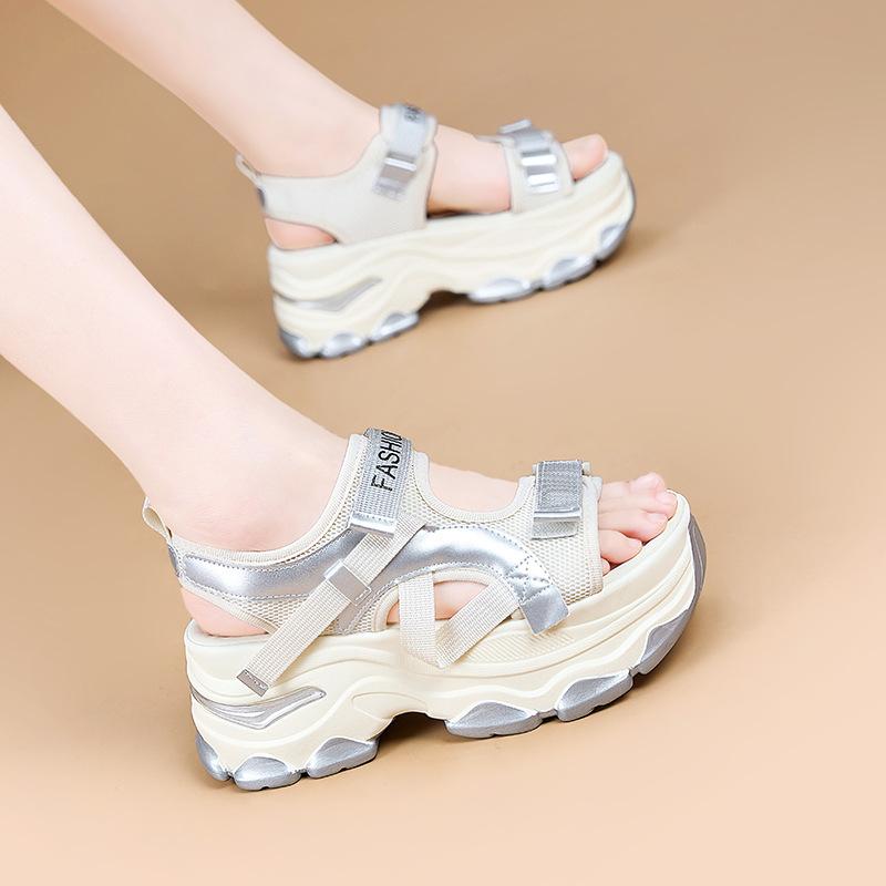 College Style Sports Sandals Women's 2025 Summer New Thick-soled Muffin Casual Height-increasing Roman Sandals