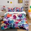 Watercolor Hearts Pattern Bedding Duvet Cover Set Duvet Cover Pillowcases  (1*Duvet Cover 2*Pillowcases, Without Duvet Insert)
