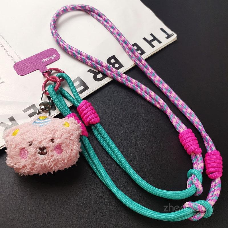 Mobile phone lanyard crossbody can carry female long ins wrist neck adjustable multi-purpose cartoon cute plush bear