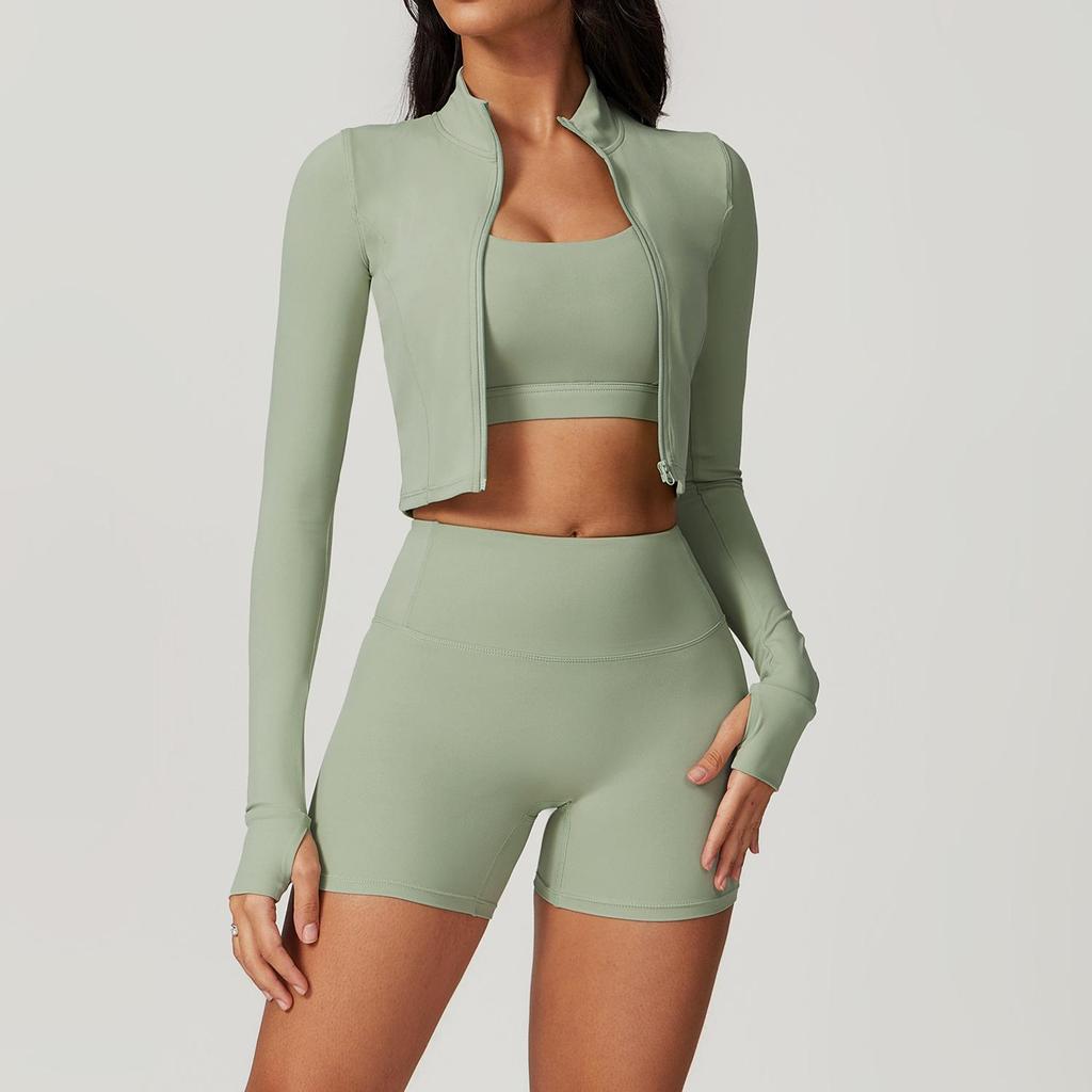 Women's Summer Nude Yoga Suit: Professional 3-Piece Set for Gym, Running, Sports, Fitness (8047)