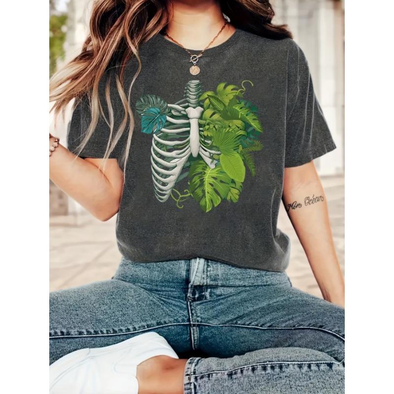 Women s T-shirt Skeleton Plant T-shirt, Plant Lover T-shirt, Plant Lover Gift, Dracaena T-shirt, Plant Pattern T-shirt, Plant Girl Gift S