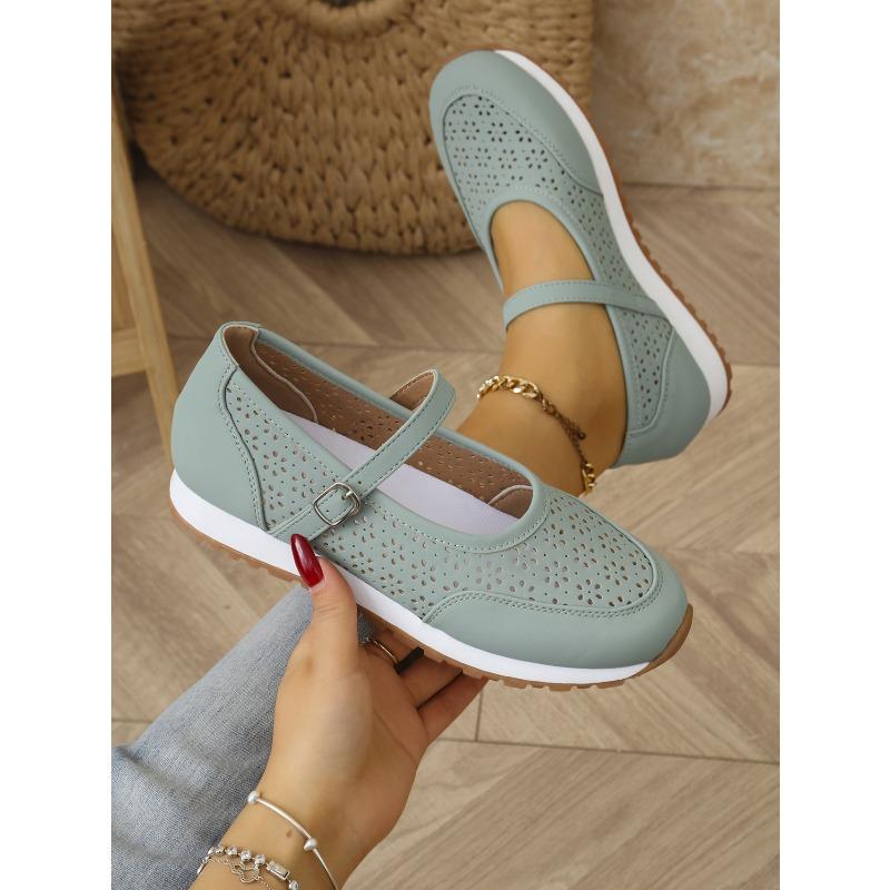 Women's Openwork Sneakers 2025 Summer Oversized Casual Flats Round-Toe Perforated Shoes