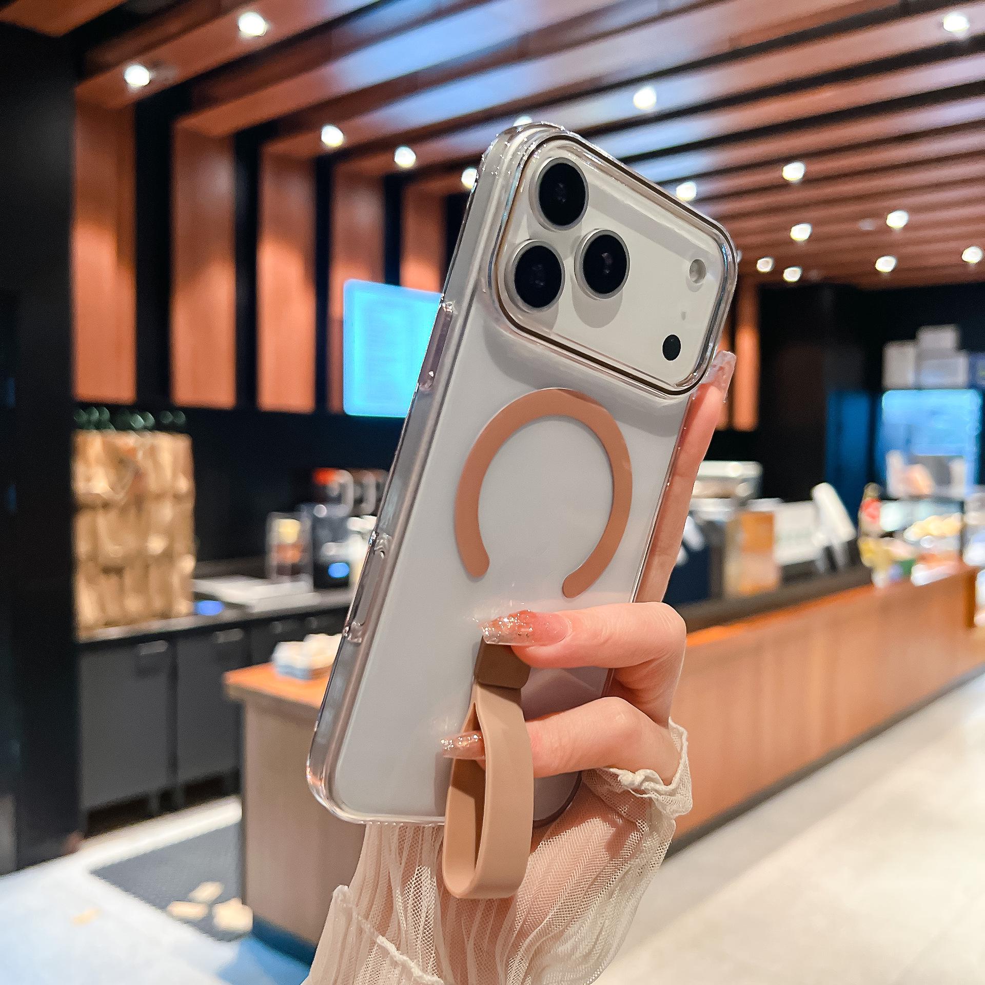 iPhone 17 Pro Max Clear Magnetic Case with Wristband - Durable PC Hard Shell & Silicone Protection iPhone 16 Pro