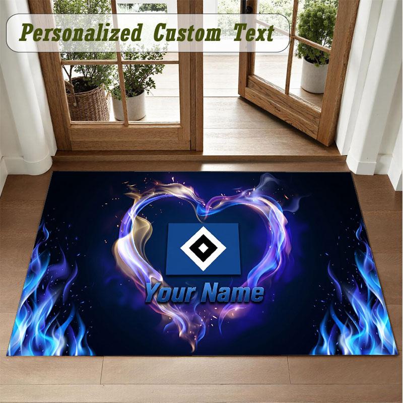 Crystal Velvet Square Rug Custom NameHamburger SV Pattern Non Slip Home Floor Decor Rug