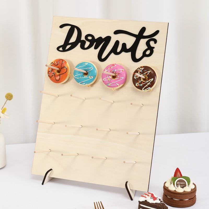 Wooden Donut Display Stand - Versatile Sweet Cart for Weddings, Birthdays & Bridal Showers for Table Decor, DIY Party Supplies