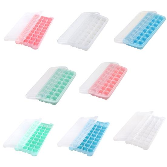 Silicone Ice Cube Tray with Lid 24/36-Cavity Food-Grade Mold for Freezer Easy-Release Leak-Proof Stackable Bar Party Supplies