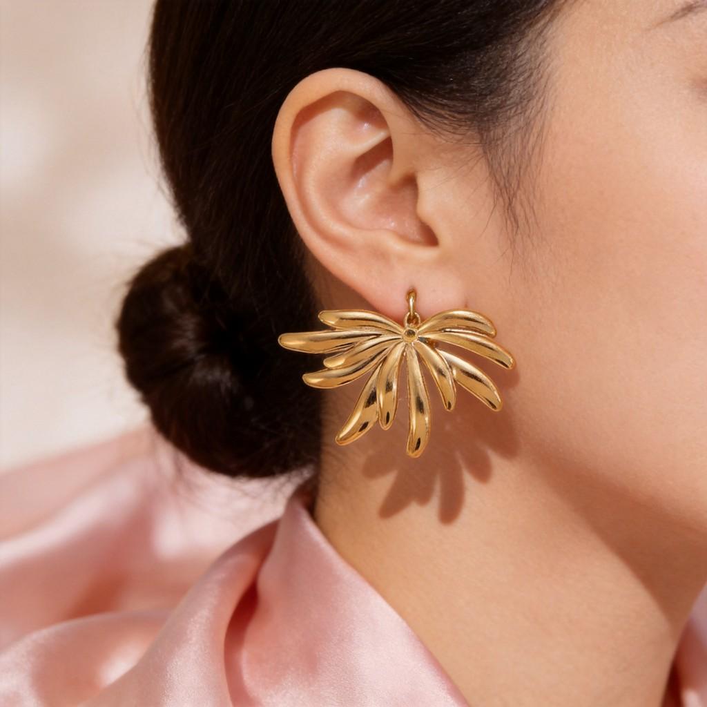 Floral Stainless Steel Earrings For Women With Stylish Spring Accessory