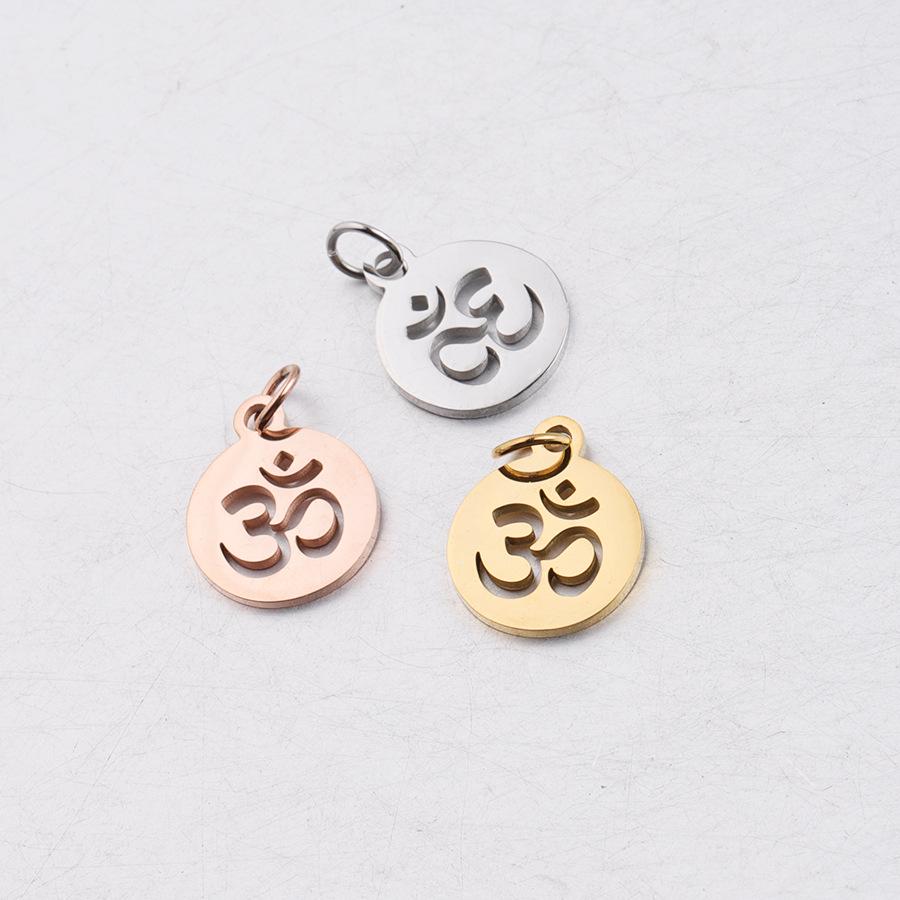 In Stock: 12x17mm Hollow OM Yoga Pendant with 0.8x5mm Hanging Ring - Stainless Steel Jewelry Accessory
