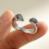 BF CLUB 925 Sterling Rings for Women Simple Geometric Handmade Irregular Retro Wing Shape Ring Allergy For Birthday Gift