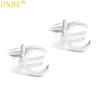 High End Electroplated Silver Euro Logo Metal Cufflinks Men's French Shirt