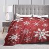 Winter Snowflakes Christmas Santa Claus Checkered Snow Blanket Ultra-Soft Flannel  Throw Blankets Comfortable Bedding Throws
