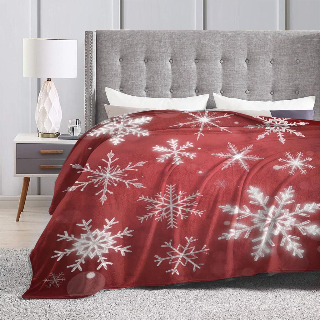 Winter Snowflakes Christmas Santa Claus Checkered Snow Blanket Ultra-Soft Flannel Throw Blankets Comfortable Bedding Throws