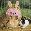 Cute Suspended Type Rabbit Hay Bag Chew-Proof Bunny Shaped Hamster Feeding Bag Cartoon Hay Feeder Bunny Feeding