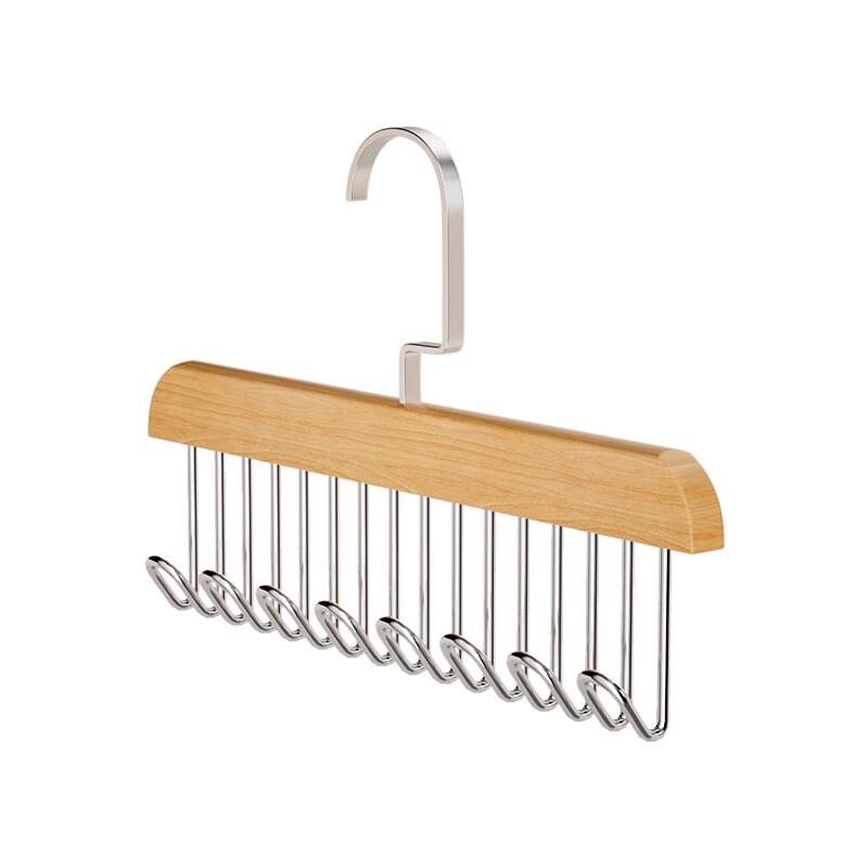 OIMG Multifunctional Wood-Style Strap Hangers with Multi-Hooks (4-Pack)