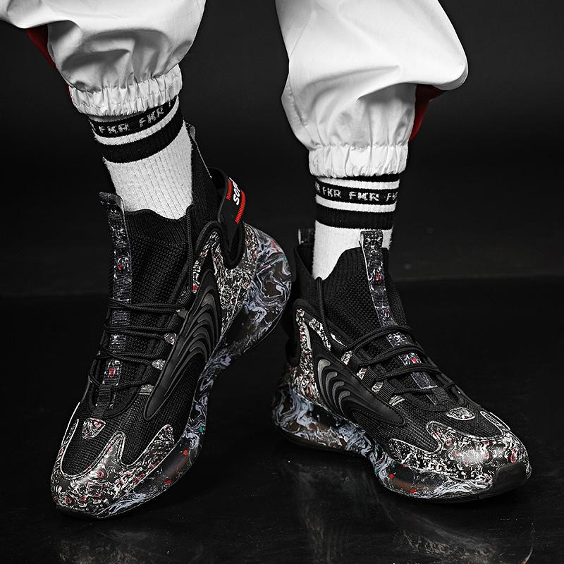 35-47 Scarpe da fitness sportive alte di grandi dimensioni traspiranti in tessuto volante estivo di tendenza moda unisex