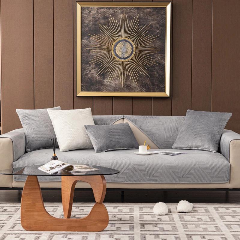 

Современные минималистичные диванные подушки, зимний однотонный нескользящий плюшевый диванный коврик, универсальный толстый чехол для подлокотника от пыли и пыли 70x70cm 1pcs