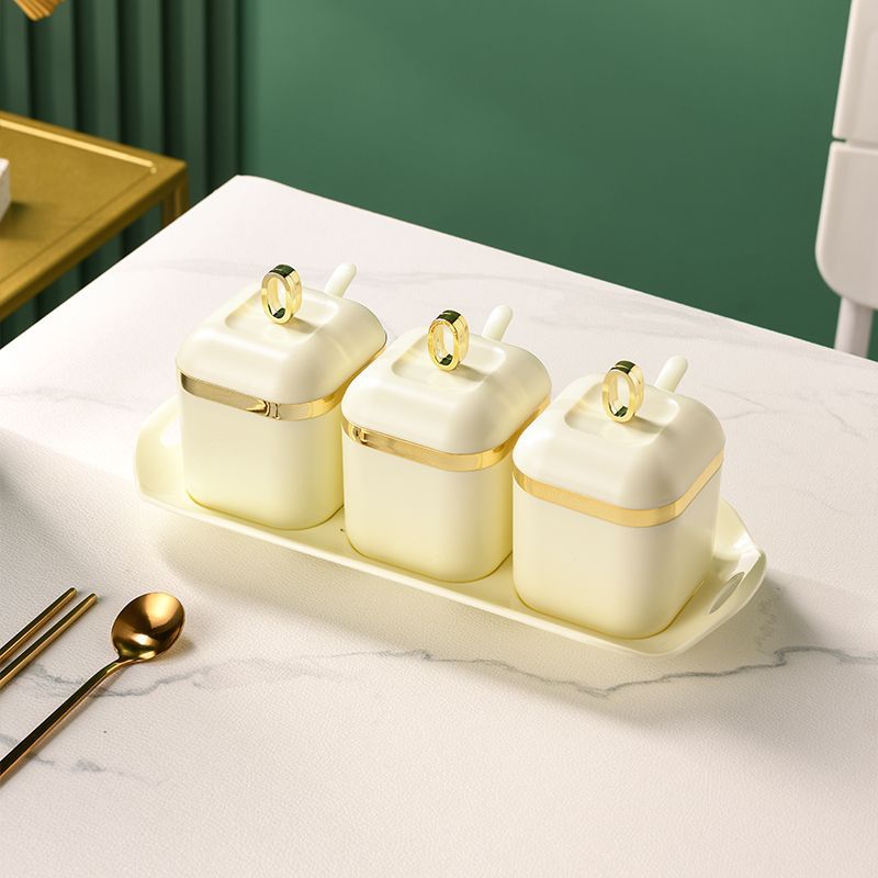 Seasoning Box Set Salt Pepper Spice Rack Jar Sugar Bowl for Kitchen Gadget Device Sets Spice Box With Lid Organizer Tool