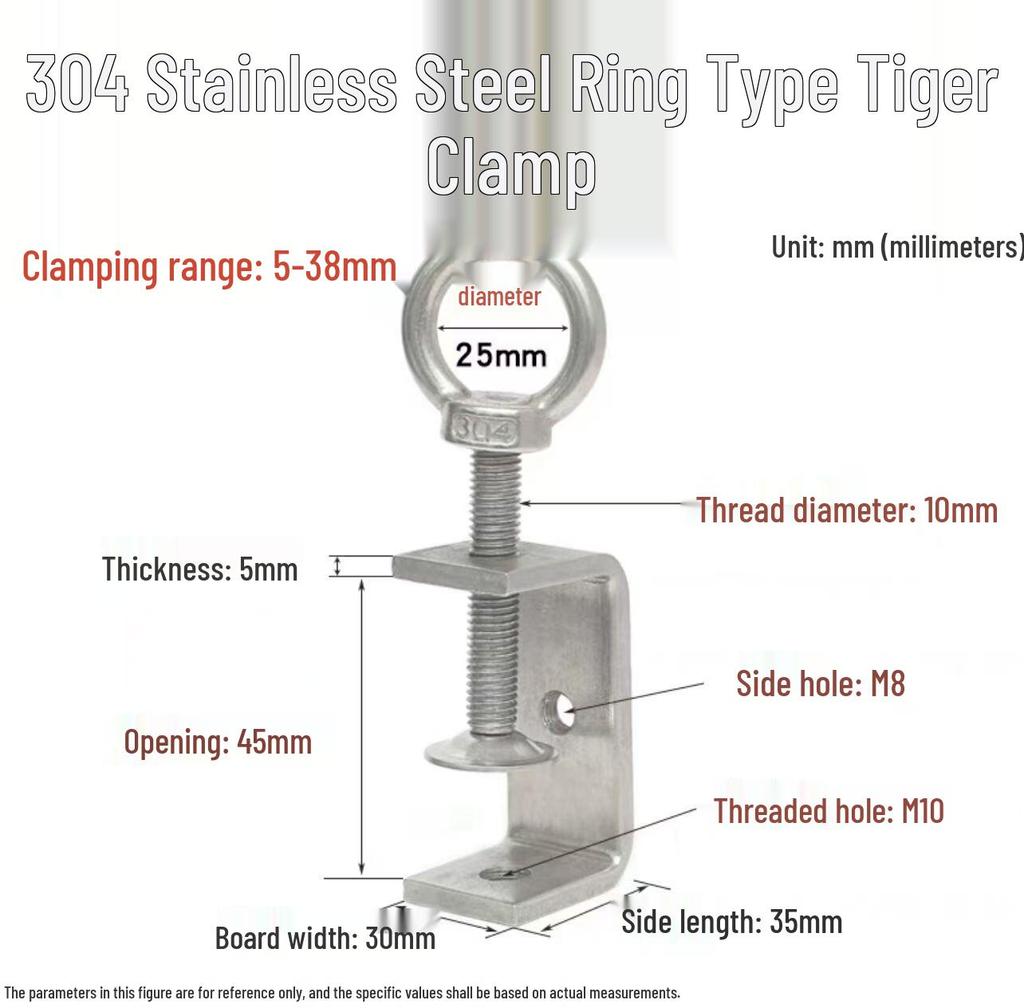304 Stainless Steel Hand-Tightened U-Type/C-Type Pipe Clamp Fixture
