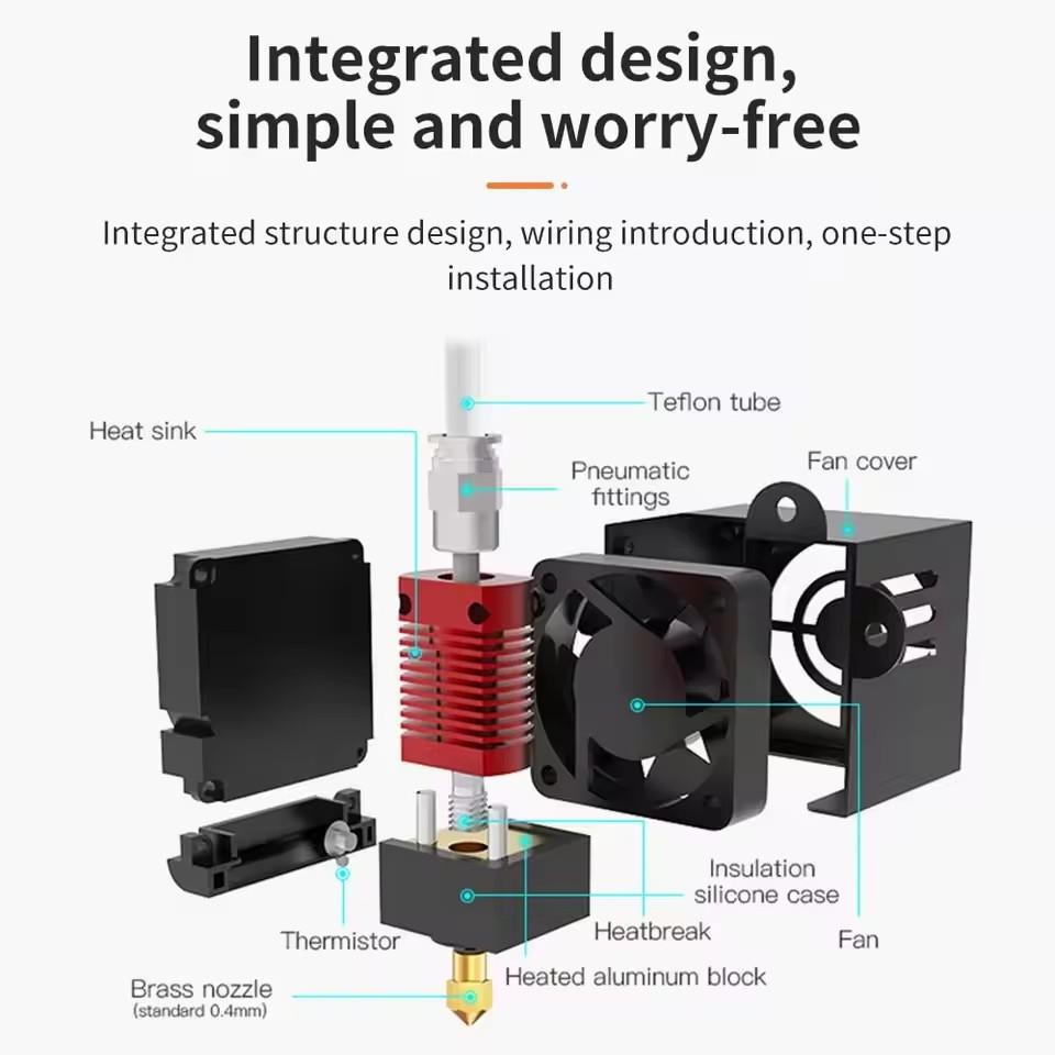 Upgrade Komplett Montiertes Hotend Düsen-Kit Komplettes MK8 J-Head Extruder-Kit Mit Doppeltem Lüfter 12V 24V für Ender3 CR10 3D-Drucker