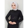 Damenbekleidung Abendkleid Mode Pailletten Cape Hijab Fisch Abendkleid 2711 Schwarz