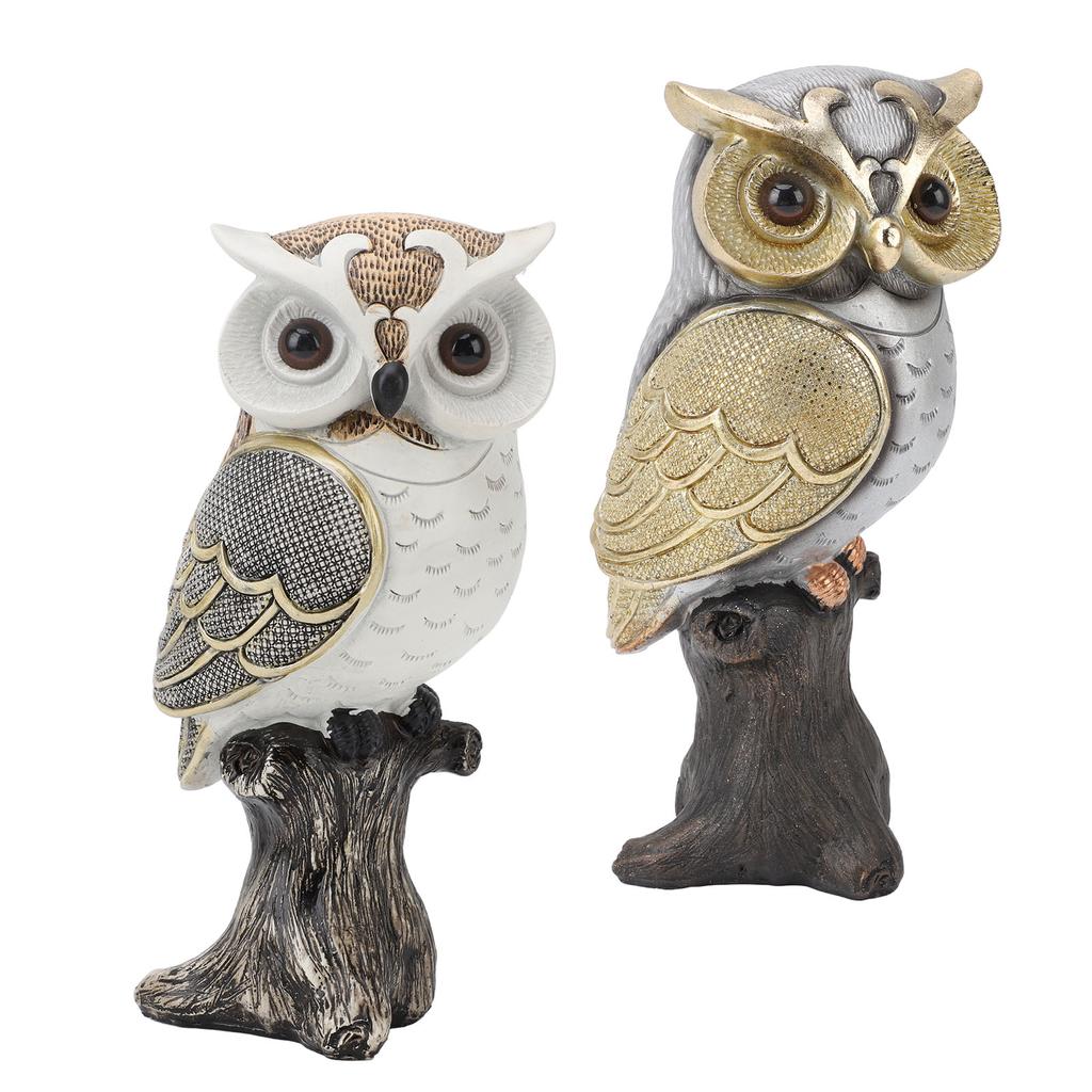 Eulenfigur, Statue, Kunstharz, Eulenskulptur, stehend auf Baumstumpf, für Zuhause, Veranda, Terrasse, Rasen, Hof, Dekoration 