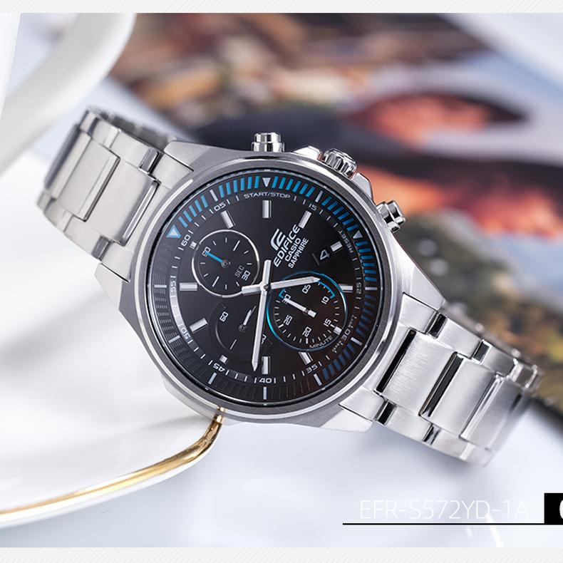 Casio Edifice Slim Minimalist Waterproof Quartz Movement Stainless Steel Strap Watch Men Watches Black EFR-S572YD-1AUPR