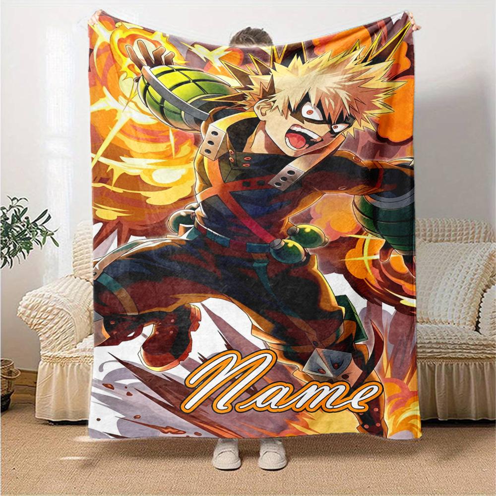 Custom Name My Hero Academia Theme Printed Blanket - Perfect for Couch, Bed, Travel & Outdoor Use | Machine Washable, Cozy & Durable.