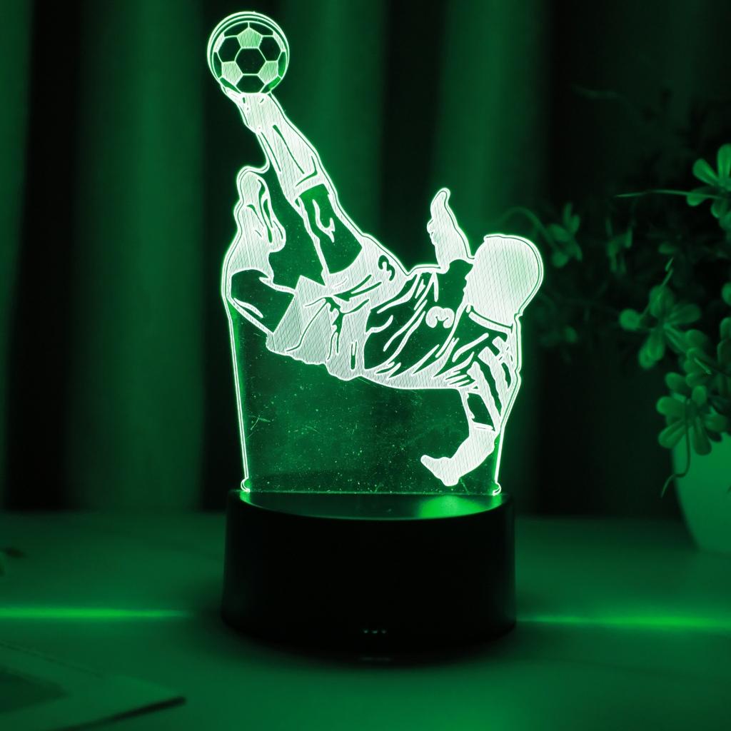3D Creative 7-Color Football Player Night Light, Sports Decoration Home Decoration Desktop Creative Desk Lamp