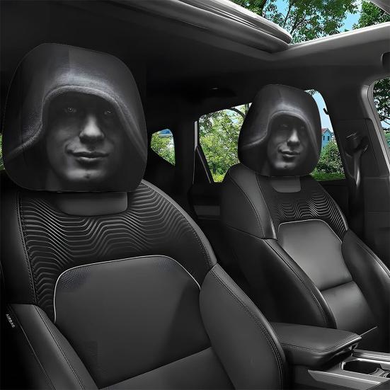Breathable Car Seat Protector 2Pcs Universal Headrest Covers, Horror Pattern Protector, Durable Polyester Cover Stretchy Interior Accessories for All