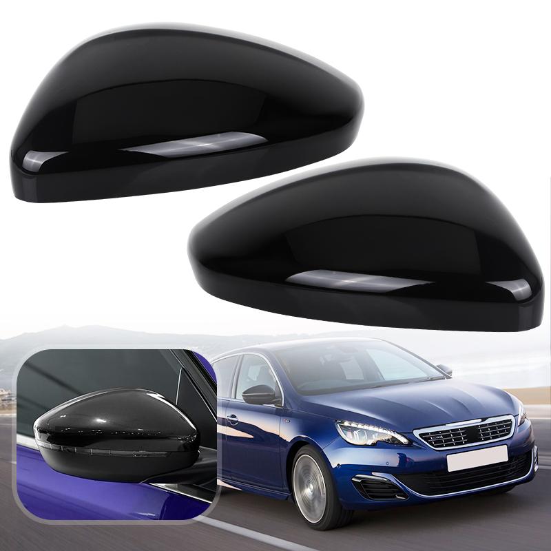 Primed Black/Glossy Black Side Rearview Mirror Cover Shell For Peugeot 308 MK2 2013 2014 2015 2016 2017 2018
