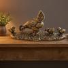 Vintage Brass Chicken Ornament Textured Base Hen Figurine Gilded Metal Figurines