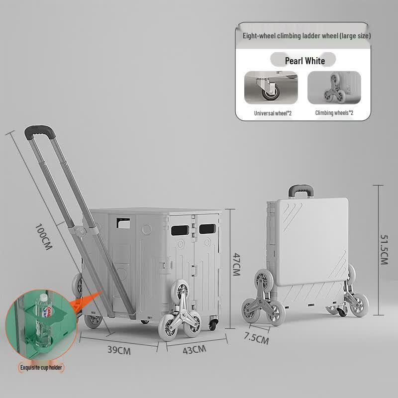 Portable 8-Wheel Folding Stair Climbing Shopping Cart