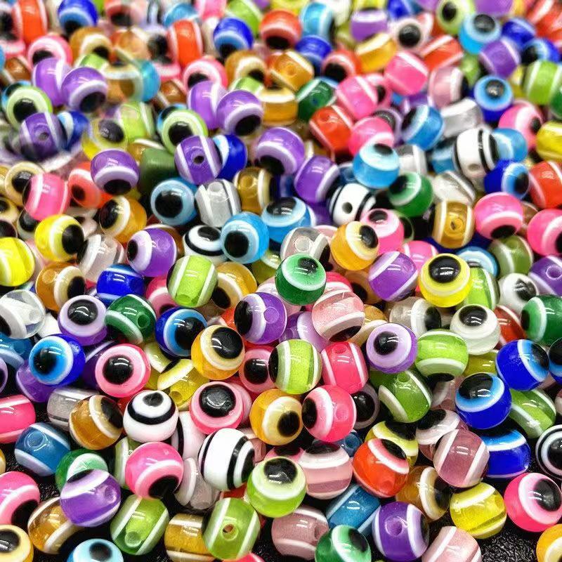 Resin Blue Evil Eye Beads - Striped Lure Fish Eye Stopper Beads for DIY Projects.