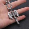 Viking Nordic Double Edged Battle Axe Pendant Necklace Stainless Steel Norse Warrior Talisman Protection Jewelry for Men