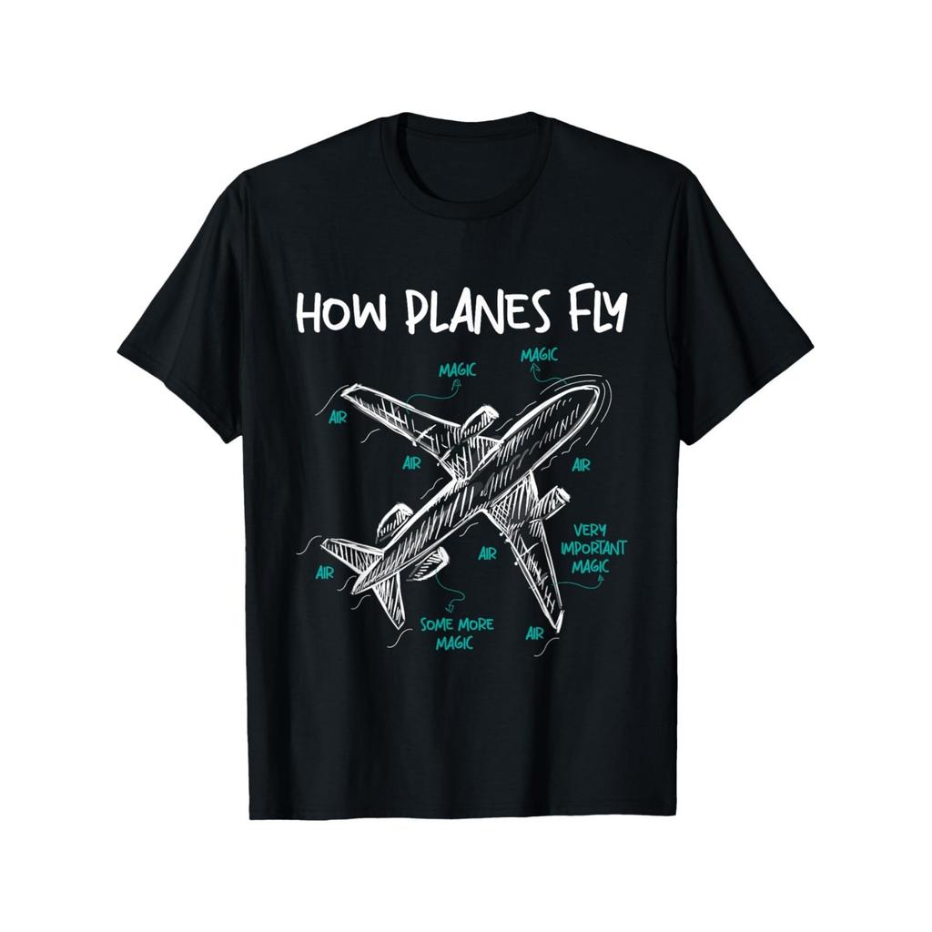 How Planes Fly Funny Aviation Graphic Tee For Men Casual Round Neck Cotton Tshirt