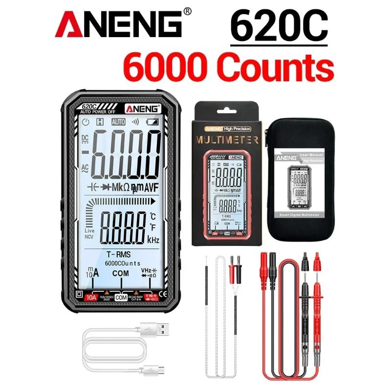 Multifunctional ANENG 620C Rechargable Digital Multimeter Professional Non-contact Voltage Induction AC/DC Voltage Meter LCD Screen Current Test Tools